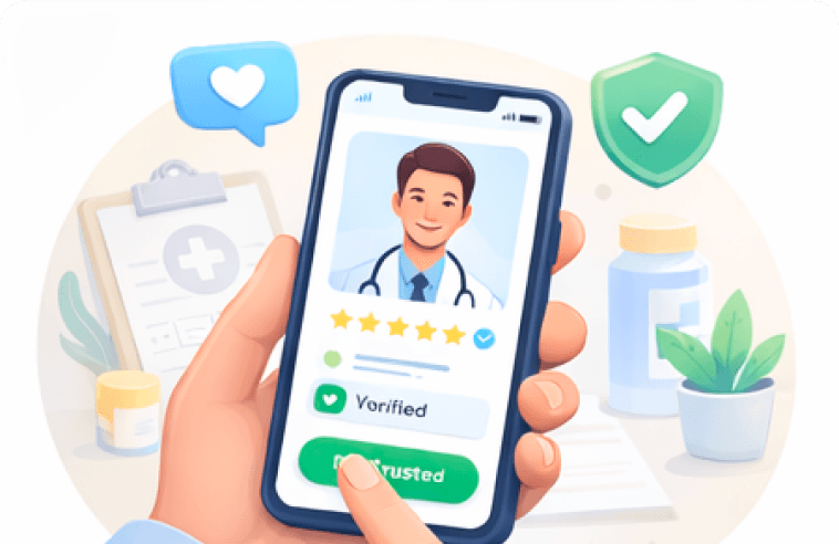 Doctor profile and trust signals on mobile